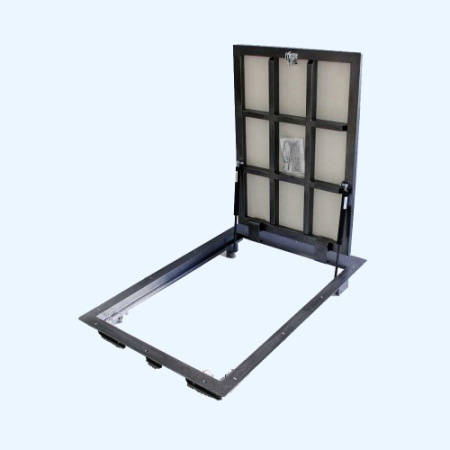 Портал 60х90 Стальной напольный люк с газовыми амортизаторами